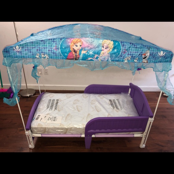 Frozen toddler bed with canopy and mattress. - Picture 2 of 2
